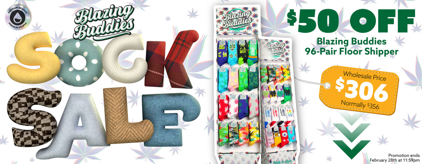 $50 OFF Blazing Buddies 96-Pair Floor Shipper