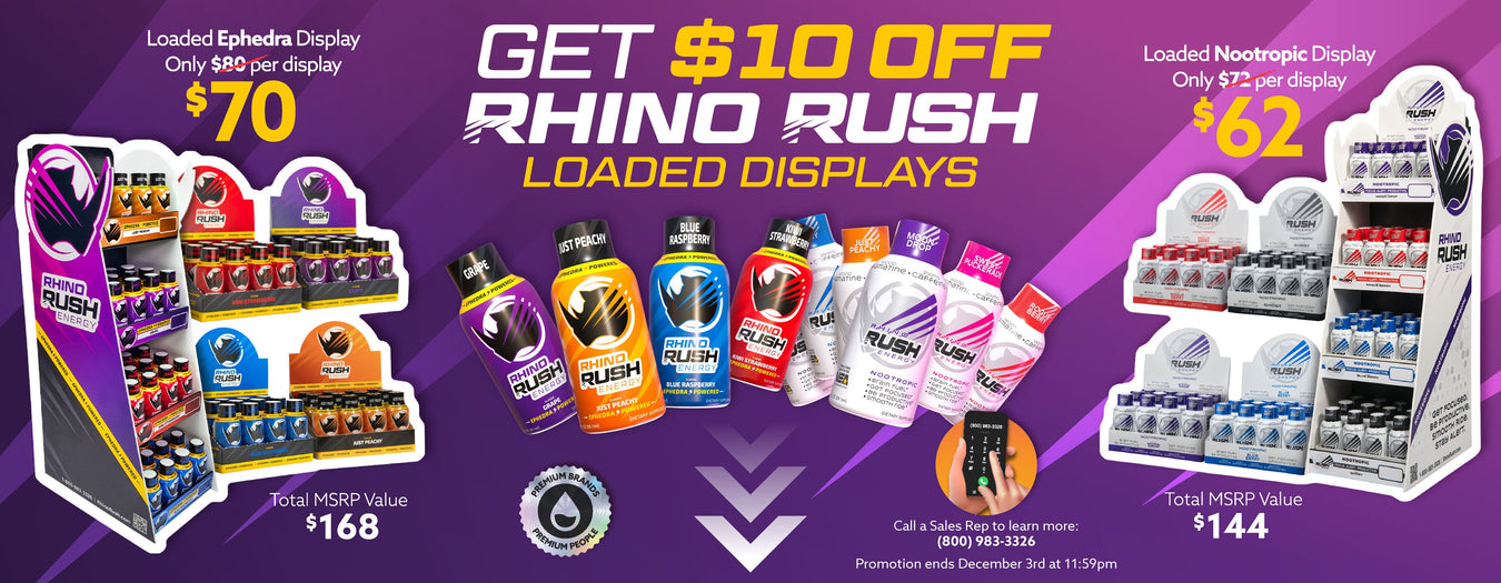 # Rhino Rush - $10 OFF Loaded Displays