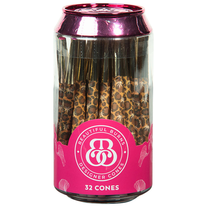 Beautiful Burns Cones 32ct Jar - Pink Lady Leopard