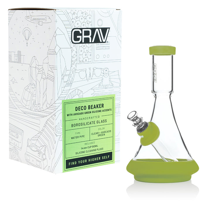 Grav Deco Beaker w/ Avocado Green Silicone Accents