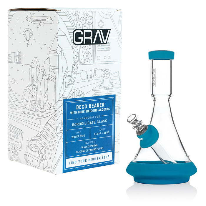 Grav Deco Beaker w/ Blue Silicone Accents