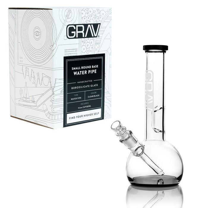 Grav Small Round Base Water Pipe Clear/Black