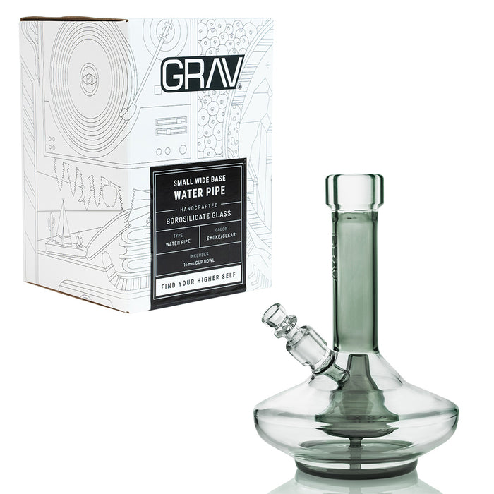 Grav Small Wide Base Water Pipe Smoke/Clear